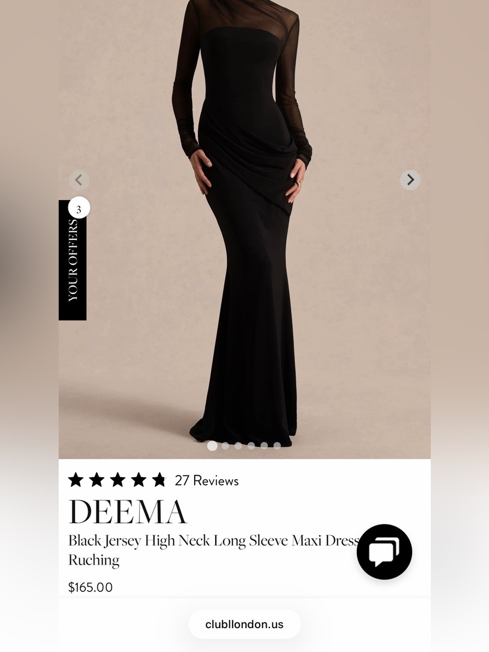 Black Long-Sleeve Sheer Evening Dress